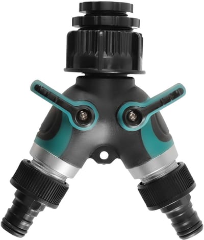 Dailygoods- Waterverdeler 2-weg - Tuinkraanverdeler - Slangverdeler - Antislip Handgreep - Geschikt voor 3/4", 1/2", 1" - Robuust Metaal/Kunststof