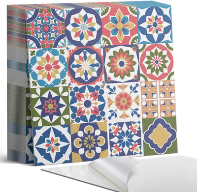 Coloray Plaktegels - Mozaïekpatronen in vierkanten Zelfklevende Tegels - 20 cm x 20 cm - Groente Plaktegels - 20 stuks - Vierkant PVC Tegels - Plaktegels Badkamer - Plaktegels Vloer - Vinyl Tegels - Wandtegel Zelfklevend