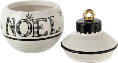 J-Line voorraadpot Kerstmis Bal Rond Dolomiet - keramiek - zwart/wit