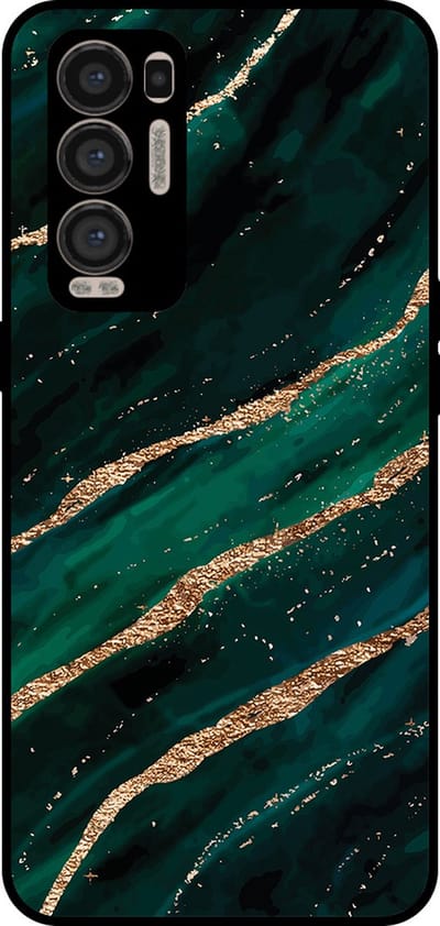 Smartphonica Telefoonhoesje Geschikt voor Oppo Find X3 Neo met marmer opdruk - TPU backcover case marble design - Groen Goud geschikt voor Oppo Find X3 Neo