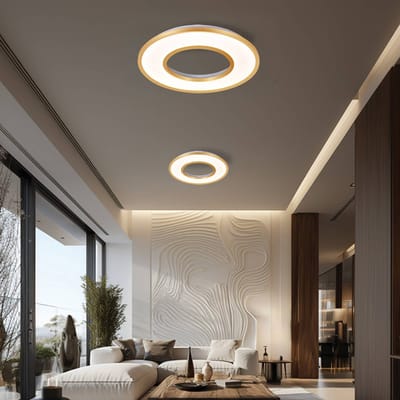 Viokef LED plafondlamp Valeria, geborsteld goudkleurig, Ø 60 cm, metaal