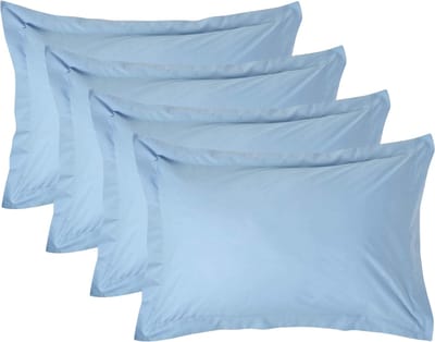 Homescapes Kussensloop 50x75 cm met Rand (Oxford) Set van 4 – Blauw – 100% Egyptisch Perkal Katoen – 200 TC