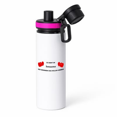 Hacebo® - jij bent de bonusoma die iedereen zou willen hebben waterfles met draaidop roze - Oma - geweldige oma - liefste oma - verjaardag - cadeau - kado - bedankje - geschenk - water fles - 850ML