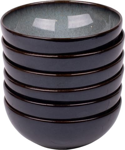 Set van 6 schaaltjes - 15,5 cm - Porto - blauw met groen - Portugees stoneware