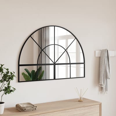 vidaXL - Wandspiegel - boog - 100x70 - cm - ijzer - zwart