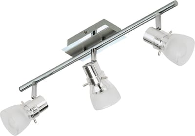 Trango3-vlam 1007-38 LED plafondlamp - chroom look & geborsteld aluminium, serie *FREYA* incl. 3x 5 Watt E14 LED lamp 3.000K warm wit lichtkleur badkamerlamp, halverlichting, keukenlamp, draaibare LED plafondlamp, kroonluchter