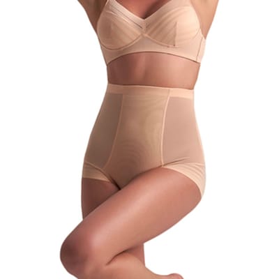 Bye Bra Powermesh corrigerende Slip Met Hoge Taille, Sterke correctie, Dubbellaags Voorpaneel, Shapewear hoge slip Voor Dames, Powermesh Shapewear, Beige, Xl