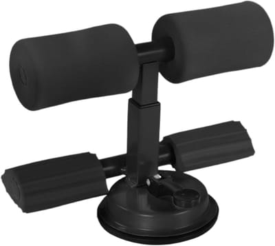 Voetsteun voor sit-ups - Buikspier trainer - Kerntraining thuis - Zuignap stabiliteit - 26 x 12 x 12 cm - Zwart