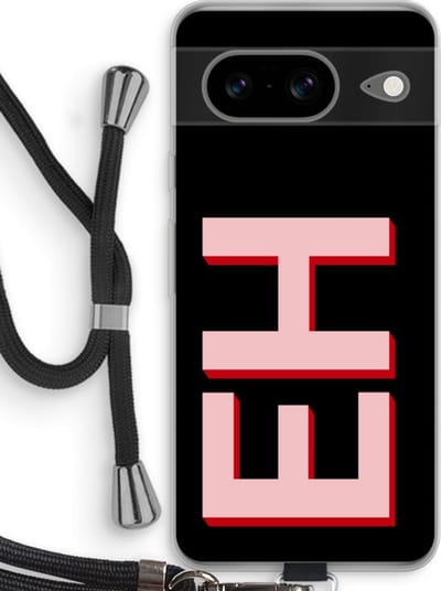 Gepersonaliseerd - Case Company® - Hoesje met koord geschikt voor Google Pixel 8 hoesje met Koord - Monogram - Telefoonhoesje met Zwart Koord - Bescherming aan alle Kanten en Over de Schermrand