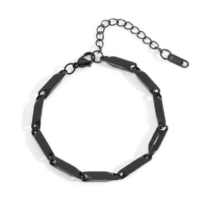 Heren zwartkleurige schakel armband met verstelbare sluiting