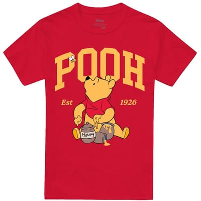 Winnie de Poeh Unisex Volwassen 1926 Collegiaal T-shirt L rood