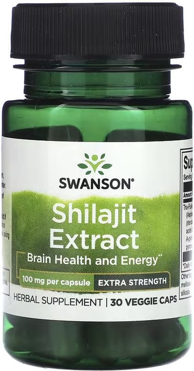 Swanson Shilajit Extract Extra Strength – 100 mg TruFulvic® – met minimaal 70% fulvinezuur – 30 vegan capsules – natuurlijk mineralencomplex