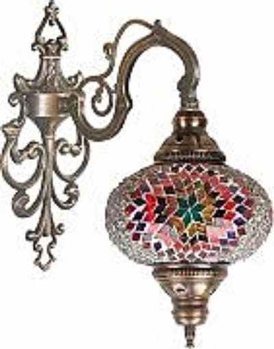 Oosterse Lamp - Wandlamp Mozaïek - Ø 20 cm - Hoogte 28 cm - Handgemaakt en Multi Kleur