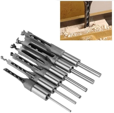 Dailygoods - Houtbewerking - Vierkante Gat Boren - 6 Stuks - Gatenzaag Boor Set - Hout Tool - Geschikt voor Timmerlieden - 23 x 16 x 5 cm