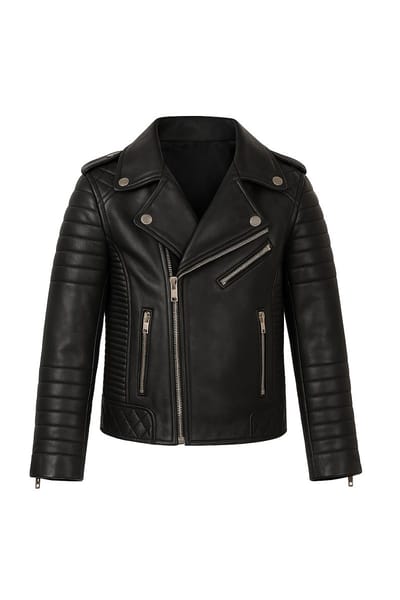 Leren Perfecto Jas Kinderen – Echt Lamsleer – Zwart – Bikerjack met Asymmetrische Rits & Binnenzakken