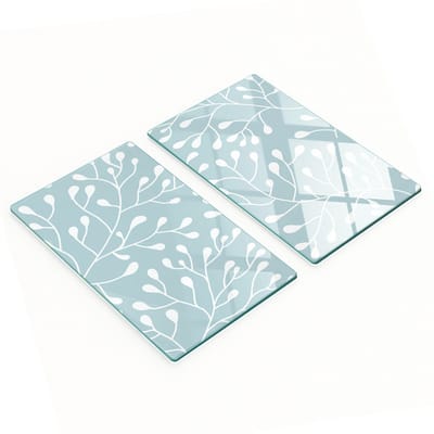 Set van twee decoratieve glazen keukenplanken met witte knoppen, 2x30x52 cm