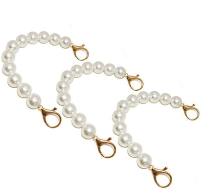 Dailygoody - DIY Ronde Imitatie Parel Kraal Ketting Riem - Handtas Accessoires - Korte Handvat Vervanging - Luxe Design - Metaal Gespen - Geschikt voo..