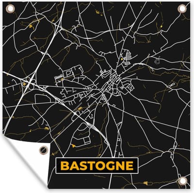 Tuin poster Stadskaart - Plattegrond - Bastogne - Goud - Kaart - 200x200 cm - Tuindoek