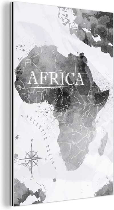 Aluminium schilderij 120x180 cm - Wanddecoratie metaal - Wereldkaart - Afrika - Verf - Metalen muurdecoratie woonkamer - Decoratie industrieel - Foto op dibond - Industriële accessoires slaapkamer