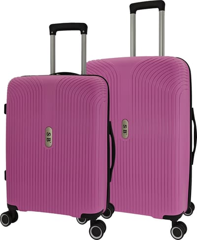 SB Travelbags 2 delige bagage kofferset 4 dubbele wielen trolley - Roze - 65cm/55cm - TSA slot