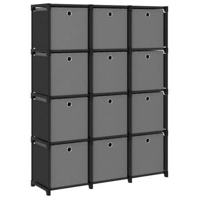 vidaXL - Kast - met - 12 - vakken - met - boxen - 103x30x141 - cm - stof - zwart