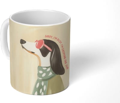 Mok - Koffiemok - Quote - Hond - Zonnebril - Mokken - 350 ML - Beker - Koffiemokken - Theemok - Mok met Tekst