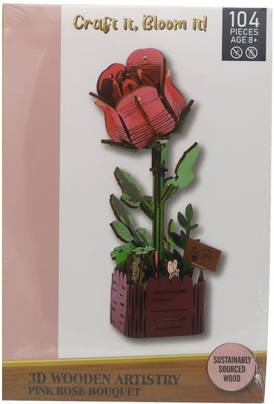 Houten 3D puzzel - roos - 104 stukjes