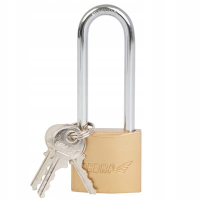 Dedra Gietijzeren hangslot met lange beugel, 40 mm, 3 sleutels