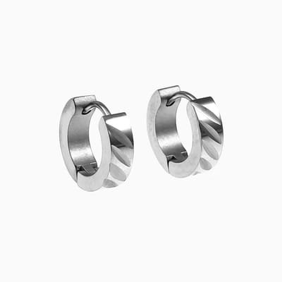 ∅13mm Oorringen Unisex - Gepolijst RVS - Oorbellen met Dwarssneden Dames - Heren