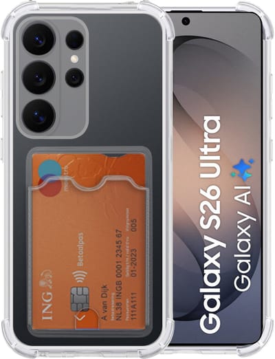 Hoesje Geschikt Voor Samsung Galaxy S26 Ultra - met pashouder - Shockproof case - Arara backcover - transparant