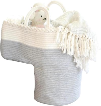 Opvouwbare Trapmand - Opbergmand Trap - Huis Opruimen - Handgeweven Vakmanschap - 35 x 21 x 12 cm - Blauwgrijs