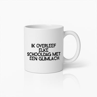 Motiverende 'Ik Overleef Elke Schooldag Met Een Glimlach' Koffiemok – Perfect Cadeau Voor Leraren