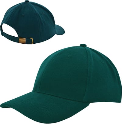 6 Panel Cap van zwaar geborsteld katoen met koperen bucklesluiting - Donkergroen