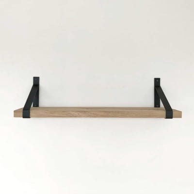 GoudmetHout® Wandplank Industrieel - 50 x 25 cm Muurplank - Eiken Hout - Decoratie Wandrek & Boekenrek - Hangplank Keuken - Wall Shelf + 2 Plankdragers van Ruw Staal