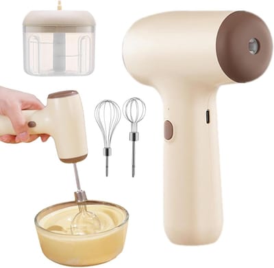 Elektrische handmixer - Keukenmixer Garde - Eten Bereiden - Draadloos en Multifunctioneel - 23 x 8.3 x 23 cm - Kaki