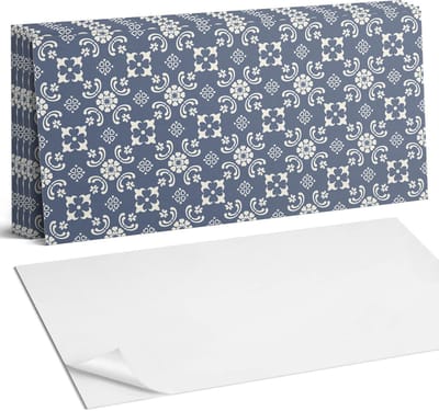 Coloray Plaktegels - Bloemenpatroon op de achtergrond Wandtegel Zelfklevend - 60 cm x 30 cm - Marine Plaktegels - 6 stuks - Rechthoek PVC Tegels - Plaktegels Keuken - Zelfklevende Vloertegels Badkamer - Vinyl Tegels Zelfklevend - Portugese Tegels