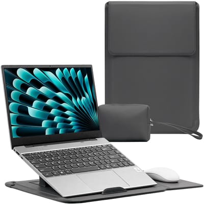 Dailygoods- Laptophoes 15-16 inch met standaard - Laptoptas - Beschermhoes - Grijze Laptophoes - Duurzaam Materiaal