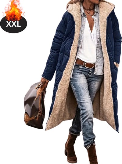 Livano Winterjas - Parka - Dames - Winter - Jas - Volwassen - Stijlvol - Marineblauw - XXL