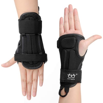 Protège-poignet Support de poignet Pour le Roller à roulettes le Snowboard le Skateboard Équipement de protection Attelle de poignet Pour Adultes Enfants Jeunes (1 paire) United States black