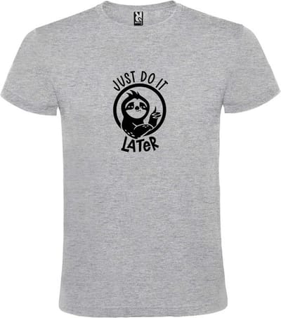 Grijs T shirt met print van " Just Do It Later " print Zwart size XS