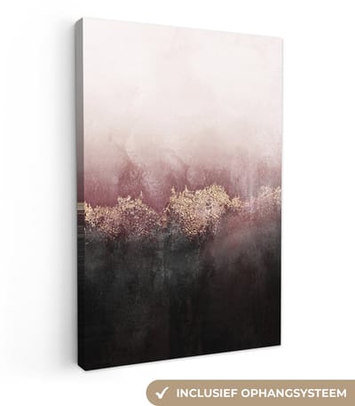 Canvas schilderij 20x30 cm - Wanddecoratie Glitter - Goud - Abstract - Muurdecoratie woonkamer - Slaapkamer decoratie - Kamer accessoires - Schilderijen op canvas