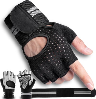 YYchan Fitnesshandschoenen-Sport & Fitness Handschoenen Dames & Heren – Krachttraining Artikelen – Gym & CrossFit Training – Grijs & Zwart – Gloves voor meer grip en bescherming tegen blaren & eelt - Maat L
