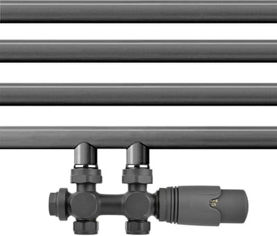 Thermostaatventiel voor Badkamerradiator – Hoekvorm & Doorgang 2-in-1 – Geschikt voor Tweepijpsystemen