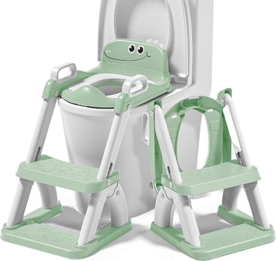 SnelShoppen - Toilettrainer voor peuters met opstapje – Kinder WC-bril met ladder en antislip handgrepen – Opvouwbare toiletverkleiner met trapje voor