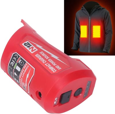 Dailygoody - Compacte Batterijlader - 2 . 1A USB Oplader - Multifuntioneel - Geschikt voor M12 Batterijen - Ideaal voor Verwarmingsmantels