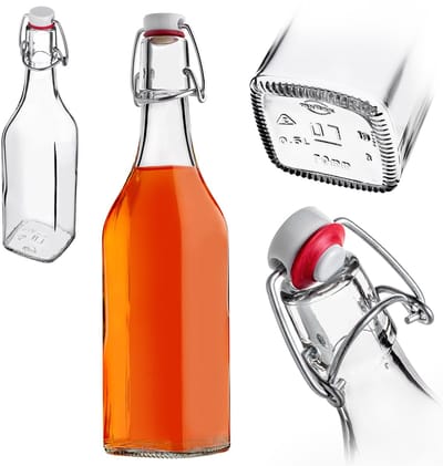 KADAX glazen fles 500 ml 0,5 l voor tincturen wijndranken met mechanische stop