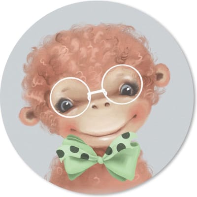 Muismat rond 20x20 cm - Mousepad Aap - Kinderen - Strik - Ronde muismatten
