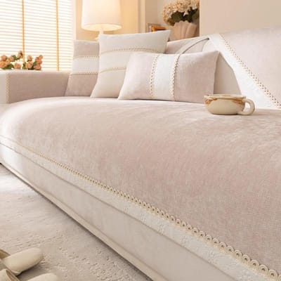 Crème Wind Bankkussen Chenille Eenvoudig Modern Antislip Bankhoes Vierseizoenen Universeel Bankhoes Kussen 70*70cm