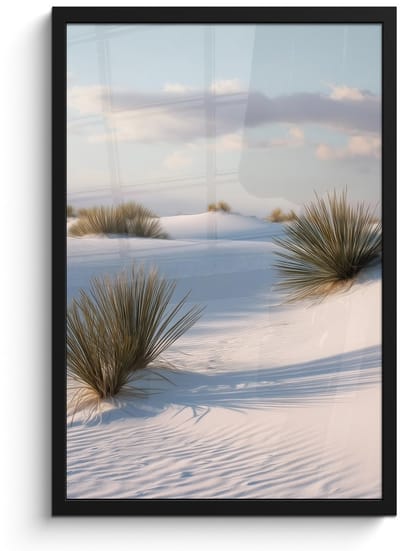 Poster in lijst - Fotolijst 40x60 cm - Posters - Duinen - Gras - Wolken - Beige - Posterlijst zwart - Decoratie - Wanddecoratie woonkamer - Muurdecoratie slaapkamer