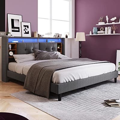 Tweedehands Bed 140x200 cm met Opbergruimte, USB en LED-Verlichting - Voor een stijlvol en praktisch interieur